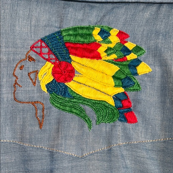 Rare 70’s Vintage Embroidered Blue Western Shirt - Picture 4 of 9